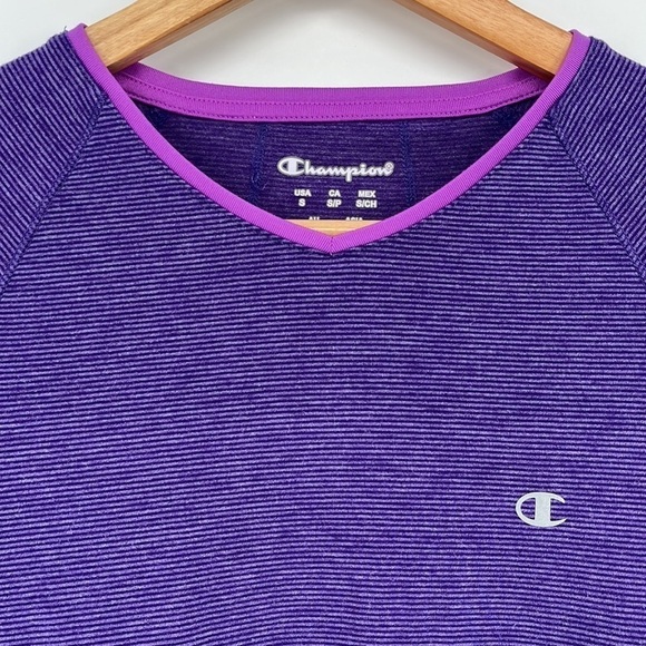 Champion Purple V-Neck Long Sleeve Shirt Size Small - Picture 2 of 8